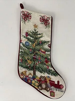 Vintage Handmade Needlepoint Christmas Stocking Tree With Toys • $29