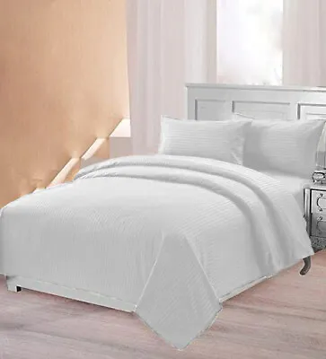 Duvet Cover & Pillow Case 100% Egyptian Cotton Stripe 400TC Bedding Set All Size • £9.99
