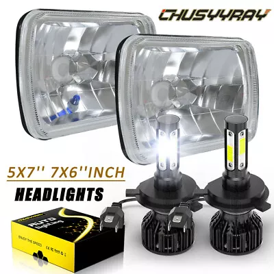 Pair For Ford F150 F250 F350 1978-1986 7x6 5x7 Inch Headlights Hi-Lo Beam H4 • $119.99