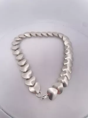 Sterling Silver 925 Mexico 15” Heart Heavy Necklace 92.2 Grams  • $30