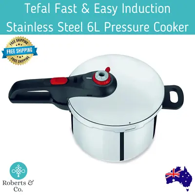 Pressure Cooker Tefal Fast & Easy Induction Stainless Steel 6L Pressure Cooker • $179.95