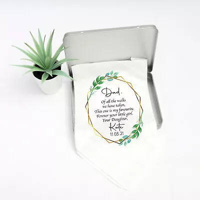 Personalised Wedding Handkerchief Father Of The Bride Groom Gift Bridal Dad • £11.99