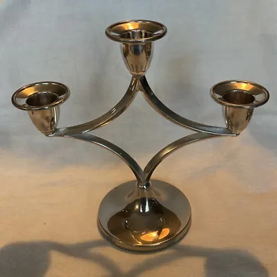 Vintage Silver Plated Three Sconce Candelabra By Ianthe C.1970’s • £6