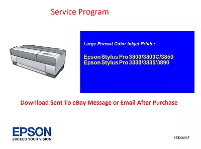 Epson Service Adjustment Program Stylus Pro 3800 3800C 3850 +Service Manual • $18