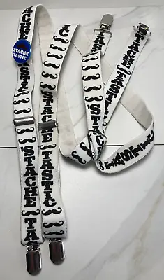 Suspenders Mustache Black And White With Blue Mustache Tastic Pin • $6.75