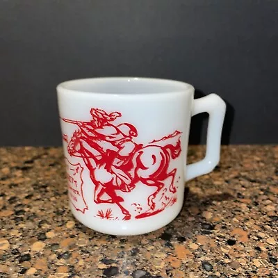 Vintage! 1950s Hazel Atlas Red Davy Crockett Milk Glass Child's Cup/Mug • $12.99