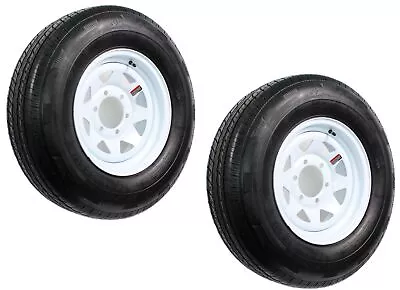 2-Pack Radial Trailer Tire On Rim ST225/75R15 15 In. LRD 6 Lug White Spoke Wheel • $279.97