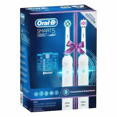 $199.99 • Buy Genuine Oral B Braun Electric Toothbrush 5000 Smart5 Bluetooth Dual Handle Pack 