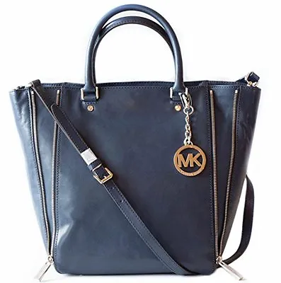 New Michael Kors Newman Navy Blue Leather Large Toteshoulder Bagcrossbody • $398.99