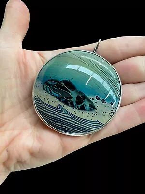 Signed Large John Lewis Art Glass Pendant Circa 1976 • $190