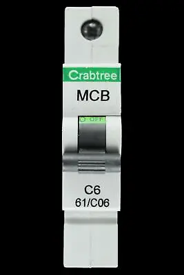 CRABTREE 6 AMP TYPE C 6kA MCB CIRCUIT BREAKER 61/C06 STARBREAKER • £4