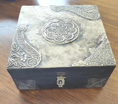 £72 • Buy Antique Wooden Art's And Crafts Movement Wooden Jewellery Trinket Box