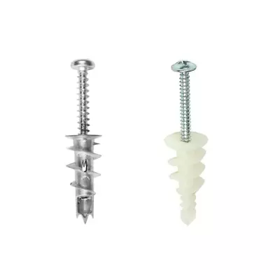 Hollow Wall Fixing Self Drill Plasterboard Screw Heavy Duty Metal Nylon Plug  • £1.29