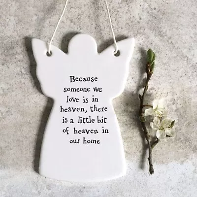 East Of India Porcelain Sentimental Angel With Words Hanging Plaque Thinking O • £5.44