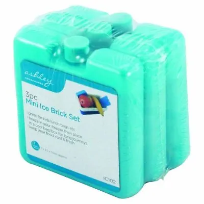 3 Mini Blue Freezer Blocks Ice Brick Pack Block Cooler Bag Box Travel Picnic • £3.45