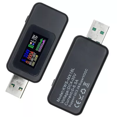 2x KWS-MX18L Digital USB Tester 4-30V 0-6.5A Voltmeter Charger Capacity Detector • $19.99