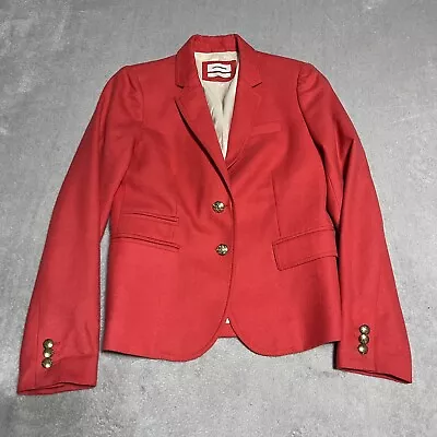 JCrew Schoolboy Blazer Womens 2 Red Two Button Jacket LIned Pockets Career • $29.95