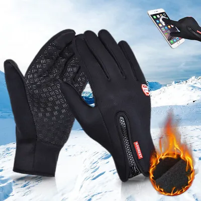 Mens Winter Warm Thermal Touch Screen Gloves Windproof Waterproof Fleece Lined • £6.89