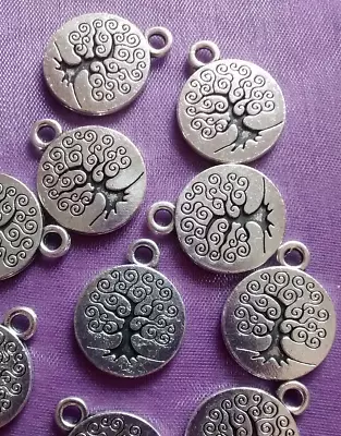 £1.49 • Buy 10 X TREE OF LIFE Double Sided Charms Pendant Silver 19mm X 15mm