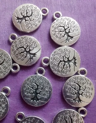 £1.49 • Buy 10 X TREE OF LIFE Double Sided Charms Pendant Silver 19mm X 15mm