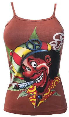ST68 Jamaica Comic Peace Rasta Men Festival Red Cinnabar Strap Tank Top Shirt M • £8.95