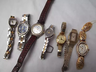 Vtg Lot 7 Wrist Watches Women Quartz Klein Timex Carriage America Regency Seiko • $24.99