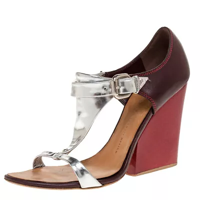 Giuseppe Zanotti Tricolor Leather Ankle Strap Block Heel Sandals Size 39.5 • $161.70