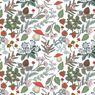 Midnight Forest - Mushroom Floral White By Belle & Boo - Michael Miller - 12/ Yd • $6.50