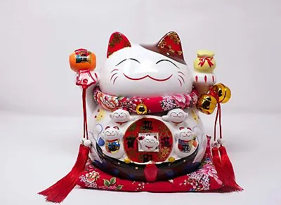 Ceramic Maneki-Neko Waving Arm Lucky Cat - Size: 10.2 (L) X 9.5  (W) X 11 (H) • $149