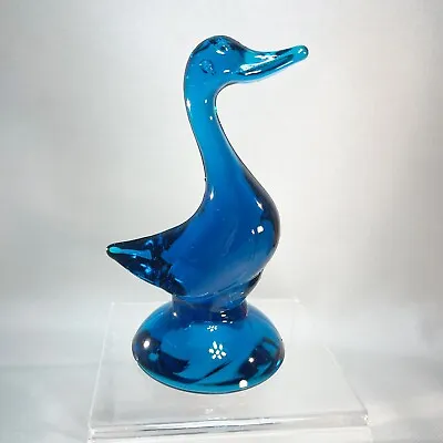 Viking Art Glass Freeform Duck Goose BIRD Bluenique Figurine 5  Tall MCM • $39.99