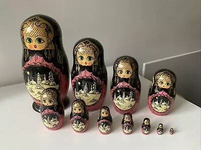 Vintage Russian Matryoshka Nesting Stacking Dolls 11 Pieces 25cm Tall Signed? • £25