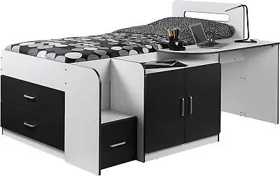 Julian Bowen Cookie Cabin Bed  White/Charcoal Single  • £519.11