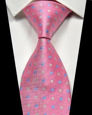 New Classic Plaid Pink Blue Silver 100% Silk Men's Necktie Neck Tie 3.15''(8CM) • $7.99