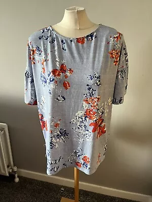 Ladies Marks And Spencer Blue And Orange Floral Design Short Sleeve Top Size 14  • £7