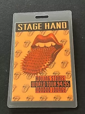 Rolling Stones Voodoo Lounge World Tour 1994/1995 Orange Backstage Pass Laminate • $75