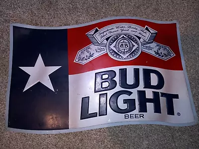 Attention Rare Bud Light Misprint Texas Flag Tin Sign 33.5  X 18.5  • $80