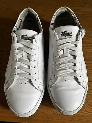 Disney X Lacoste White Leather Tennis Trainers UK Size 8 • £15.99