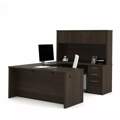 Bestar Embassy 66  U-Desk With Hutch In Dark Chocolate • $1277.83