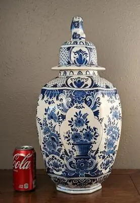 19  XL Antique Delft Handpainted Tin Glazed Faience Ginger Jar By Boch Keramis • $295