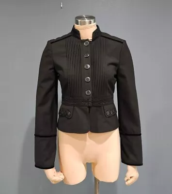 CYNTHIA Cynthia Steffe Black Military Style Peplum Cropped Blazer Jacket 4 • $24.99