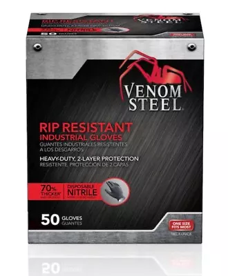 Venom Steel Nitrile Gloves Medical Exam Disposable Sterile OSFM 50 Count - Black • $14.99