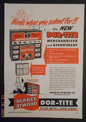 1948 Durkee-Atwood CO Minneapolis Minnesota Dor-tite Door Draft Vintage Print Ad • $9.99
