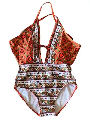 Zaful One Piece Bathing Suit Size S Boho Print Strappy Bra Cups • £12.53