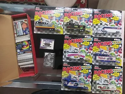 Vintage 1991 Racing Champions Team Hauler Lot W Mini Stock Car 7 W Bonus Cards • $55