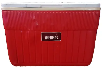 Vintage Thermos 35qt Quart Red Cooler Ice Chest Box Model # 7719 Picnic Prop • $10