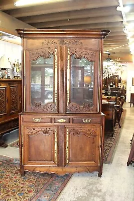 French Antique Normandy Oak Louis XV Buffet 18th Century Bookcase Cabinet • $5200