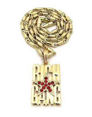 Mens Hip Hop Star Rich Gang Pendant Many Kinds Chain Necklace FXSP422 • $15.99