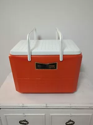 Vintage Sears Roebuck & Co. 32Qt Handled Cooler Ice Chest Orange White Rare 1975 • $49.95