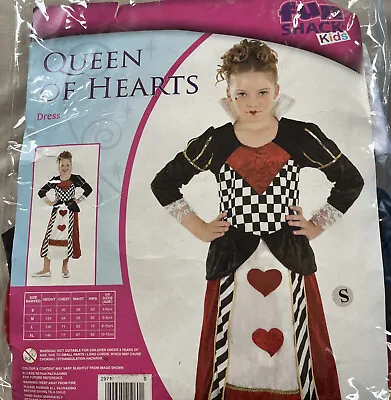 £15.99 • Buy Queen Of Hearts Girls Fancy Dress Costume Alice In Wonderland Size Small 4-6yrs