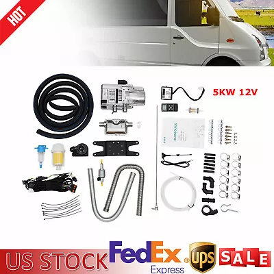 5KW 12V Diesel Water Heater Kit For RV Cars Heat Conduction Coolant Heating US • $291.84